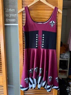 Women's Pirate-Inspired Burgundy Fit & Flare Dress